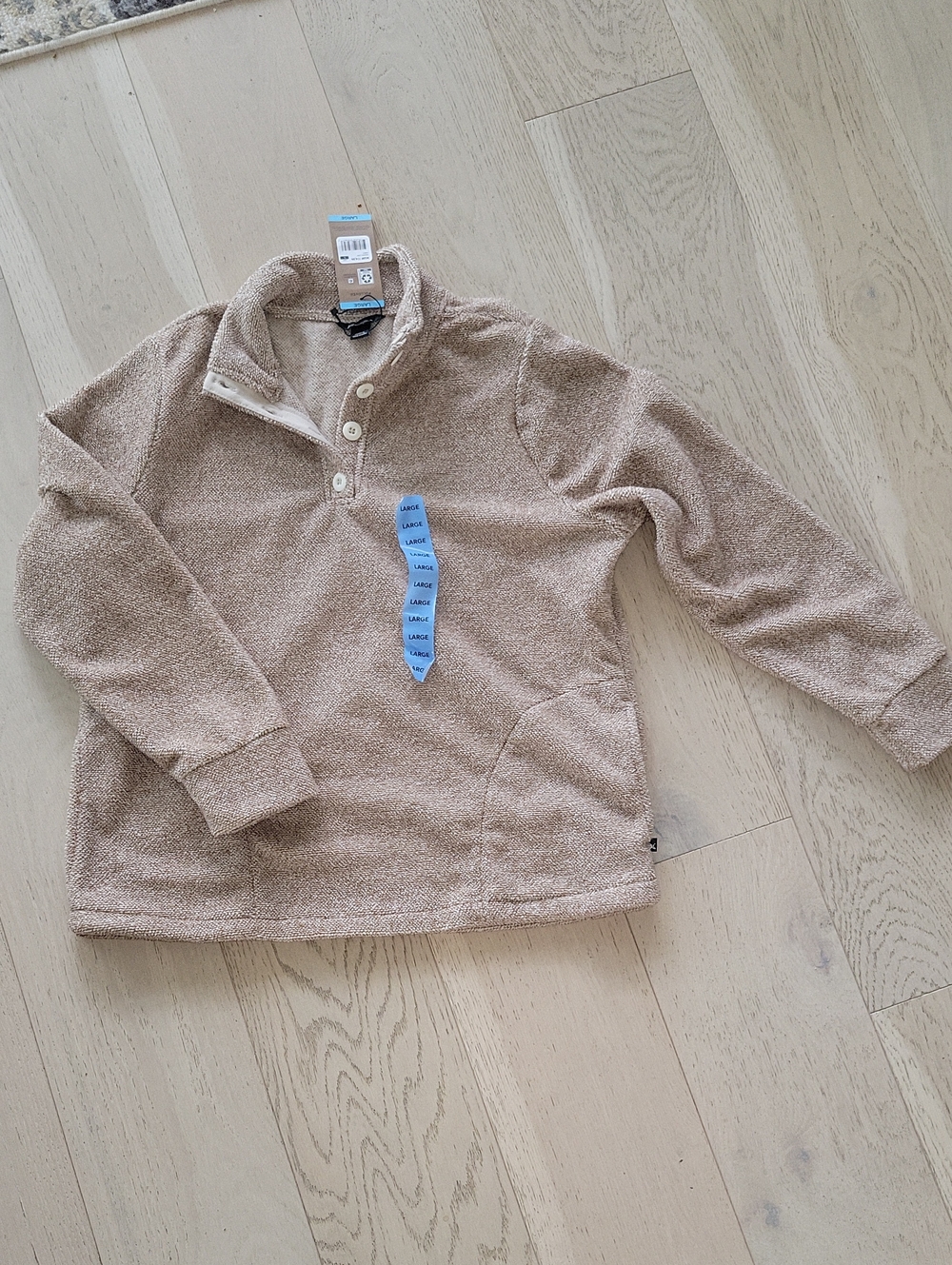 NWT Eddie Bauer Tan Sherpa Pullover. Large Super Soft